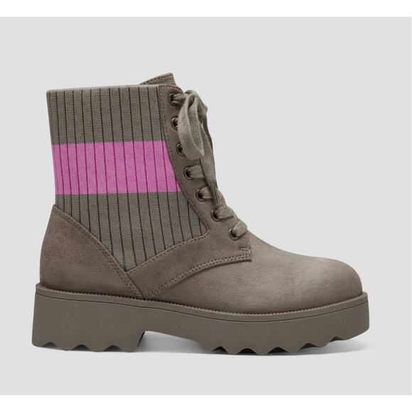 Aerosoles Sirie Kids Chelsea Ankle Fashion Boots Taupe Girls Size 1 Knit Pink - Picture 8 of 13